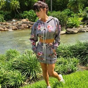 Women's Sweatshirt Bodycon Mini Skirt 2 Piece Outfits Long